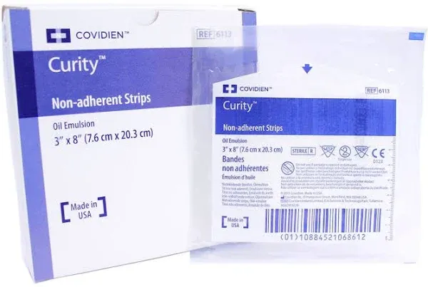 Covidien 6113 Curity Non-Adherent Strips, Oil Emulsion, 3" x 8" Size (Pack of 24)