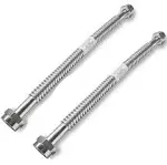 Eastman 2 Pack Heavy Duty Durable Stainless Steel Corrugated Water Flex Connector with Extra Thick Washers for Water Heater and Water Softener