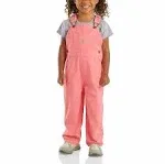 Carhartt Girls' Loose Fit Canvas Bib Overalls, Pink Lemonade, 6M