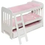 White/Pink Trundle Doll Bunk Bed with Ladder and Free Personalizatio<wbr/>n Kit