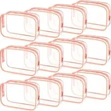 Weewooday 12 Pieces Clear Cosmetics Bag PVC Zippered Clear Toiletry Carry Pouch Portable Cosmetic Makeup Bag Waterproof Makeup Bag Vinyl Plastic