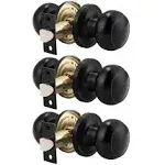 Probrico (3 Pack) Round Passage Door Knob(Non-Locking Knobs), Keyless Doorknobs Interior/Exterior Door Lockset,Passage Knobs for