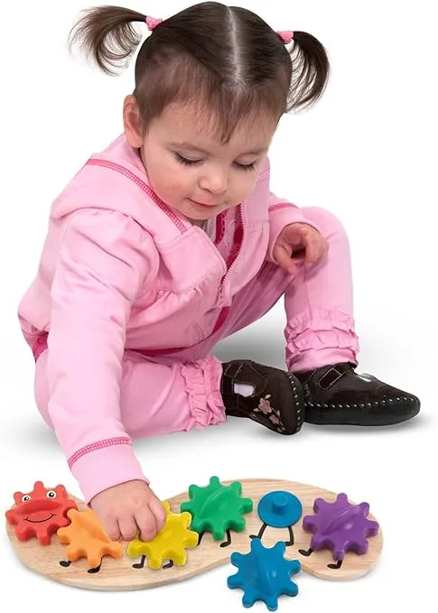 Melissa & Doug Rainbow Caterpillar Gear Toy With 6 Interchangeable Gears - For Toddlers And Babies