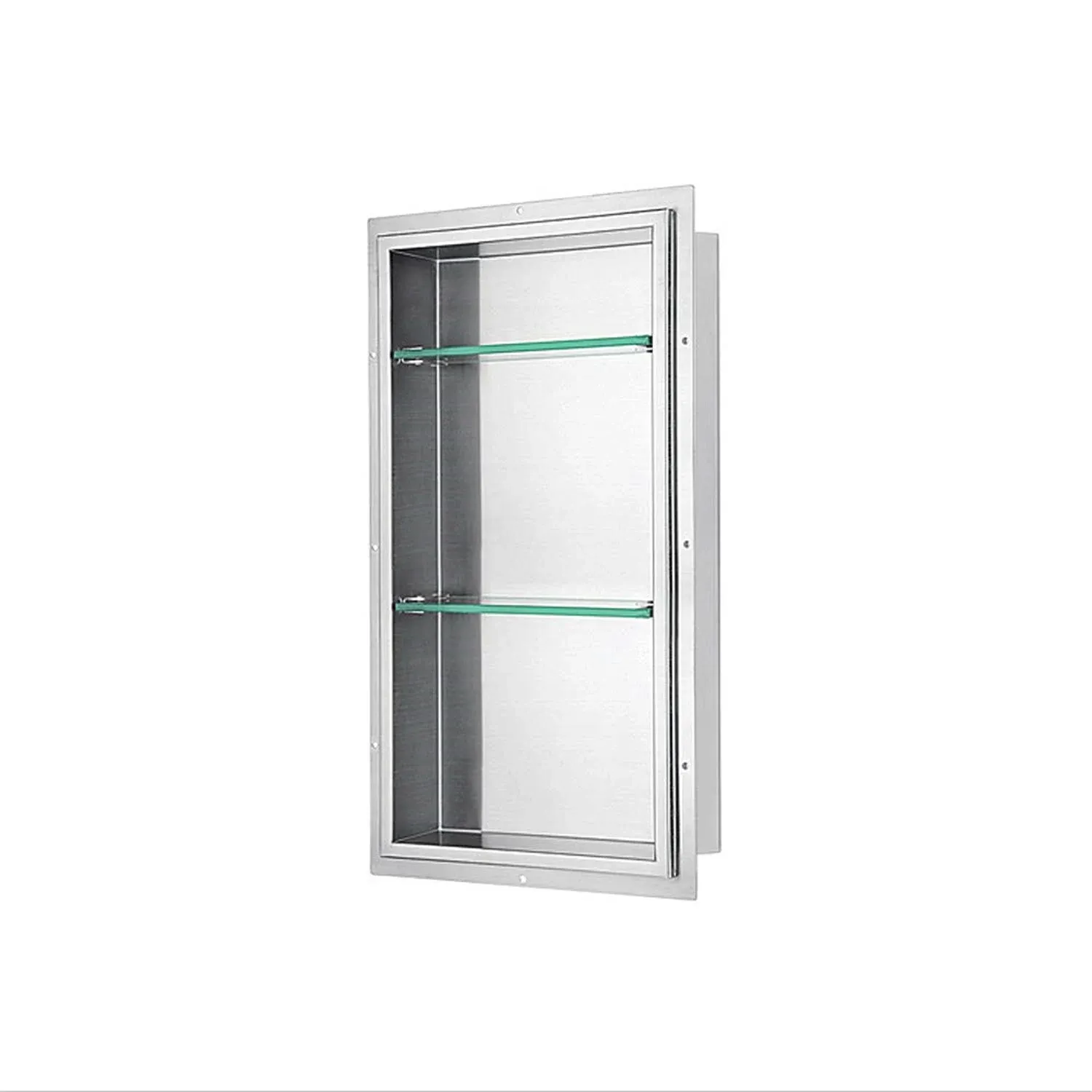 Dawn® Stainless Steel Finished Shower Niche with Two Glass Shelves FNIBN3614