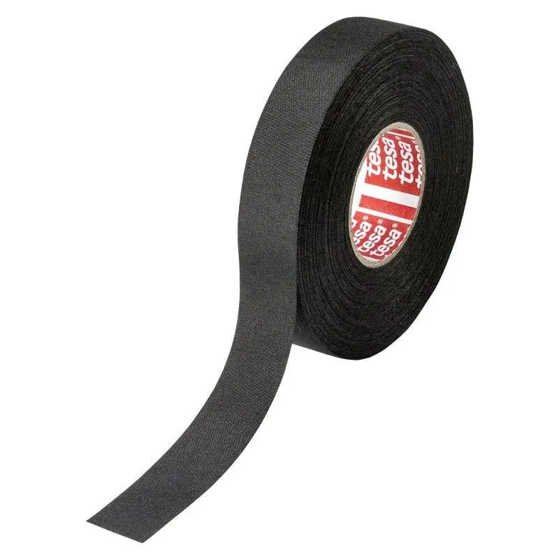 tesa PET Cloth Wire Harness Tape [Flame Retardant] (51036): 1 in. x 27.3 yds. (Black)