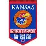 Kansas KU Jayhawks 6 Time Basketball National Champions Banner Flag