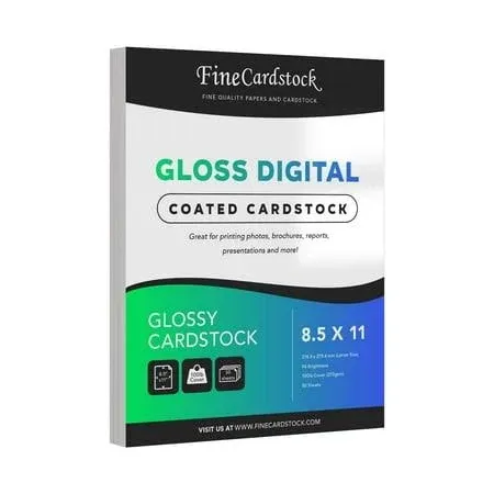 Double-Sided Heavyweight Gloss Digital C2S Cardstock – Perfect for Color Laser Printing, Flyers, Brochures, Photos | 8.5" x 11" | 100lb Cover | Acid Free, Glossy Coated on Both Sides | 50 Sheets