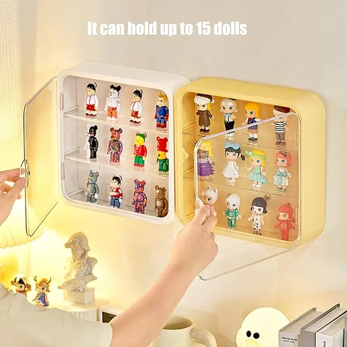 Clear Display Case for Figures,Wall-Mounted Doll Storage Box,Adjustable Display Stand Clear Acrylic Display Box