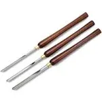 Woodturning Bowl Gouge Set, 3 Pieces 22.5” Wood Lathe Bowl Turning Tools, 1/4 Flute, 3/8 Flute, and 1/2 Flute, with High Speed Steel Blades, Beech