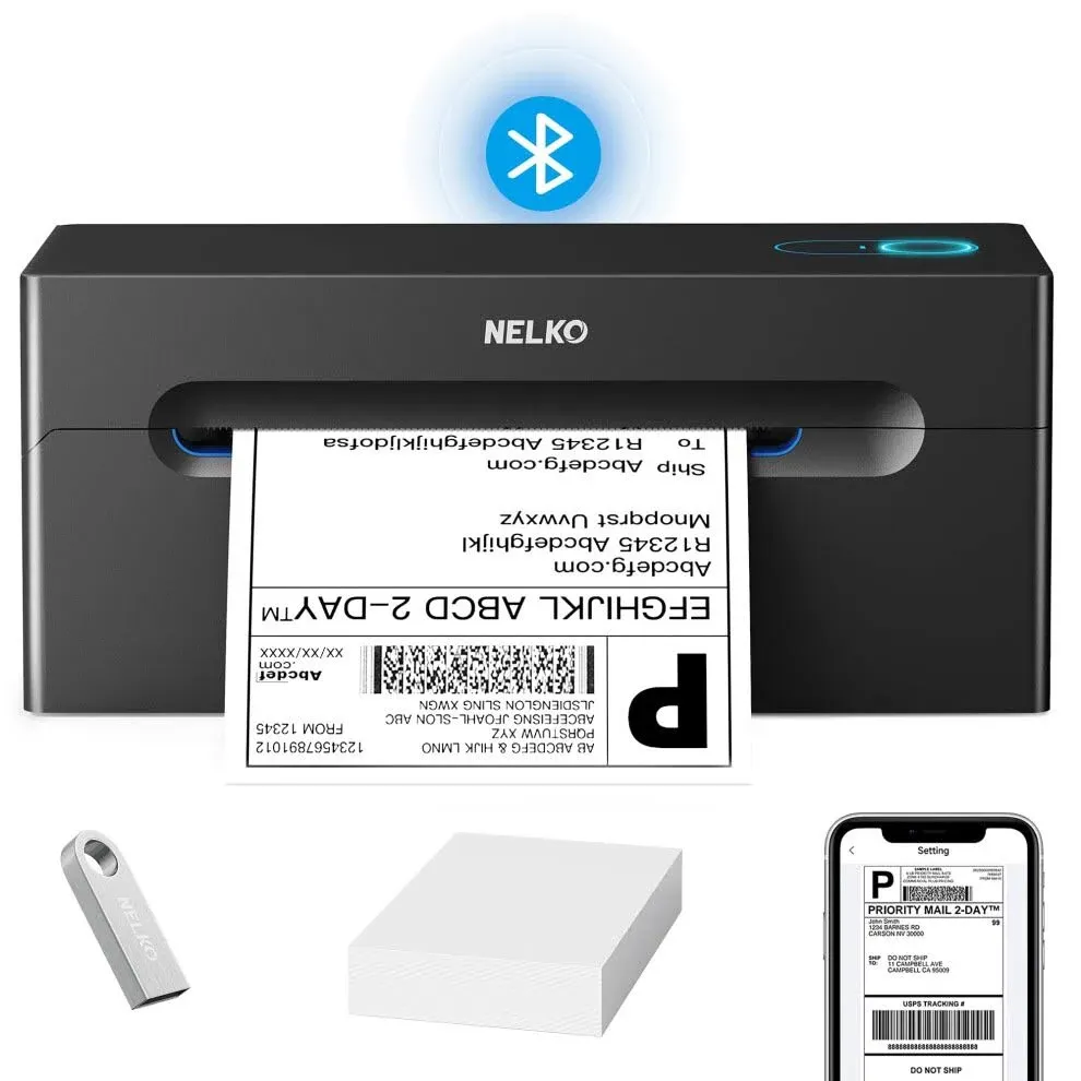 Nelko Bluetooth Thermal Shipping Label Wireless 4x6 Shipping Label Printer