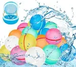 24 PCS Reusable Water Balloons Water Balls,Bbiodegradable Water Balloons,Soft Silicone Water Balloons Self Sealing Quick