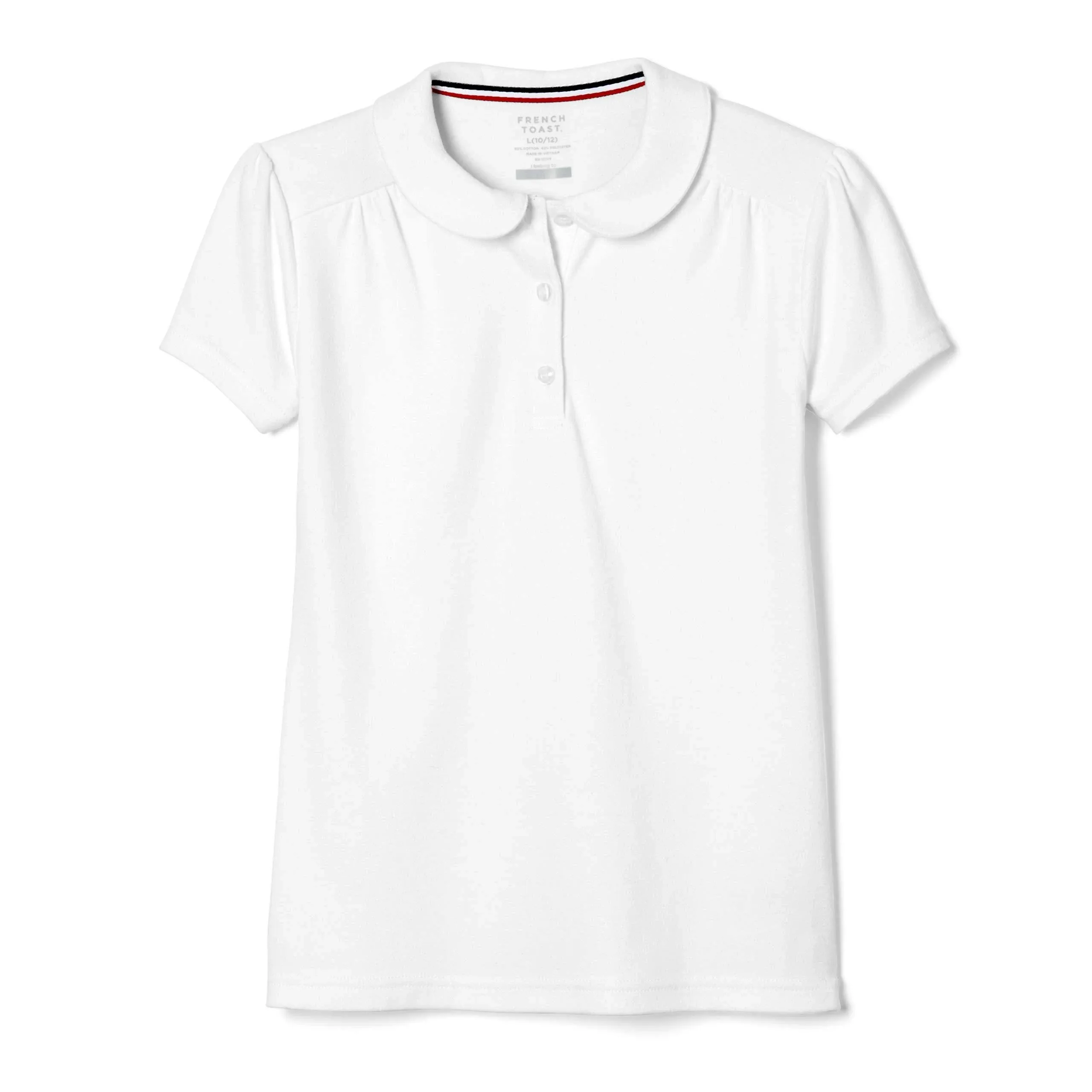 French Toast White Girls Short Sleeve Peter Pan Collar Polo Shirt