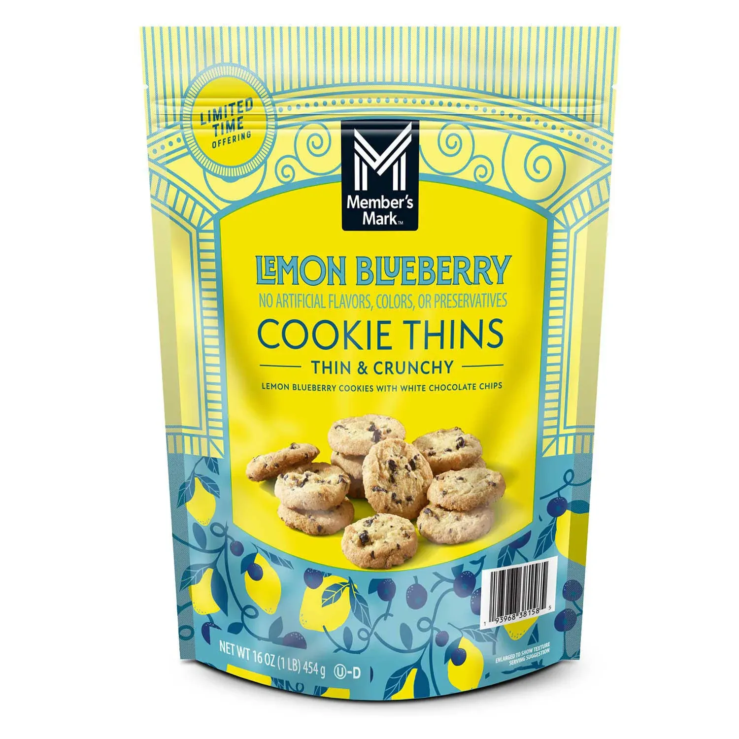 Generic Member Mark Lemon Blueberry Cookie Thins, 16 oz