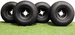 Antego Tire and Wheel 8 inch Matte Black Steel Golf Cart Wheels with 18x8.50-8 inch Turf 4 Ply Tires - (Set of 4)