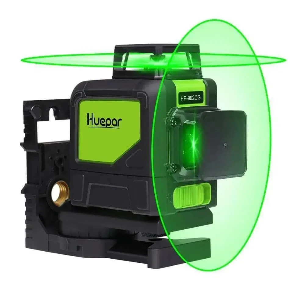 Huepar 902CG Self-Leveling 360-Degree Cross Line Laser Level with Pulse Mode ...