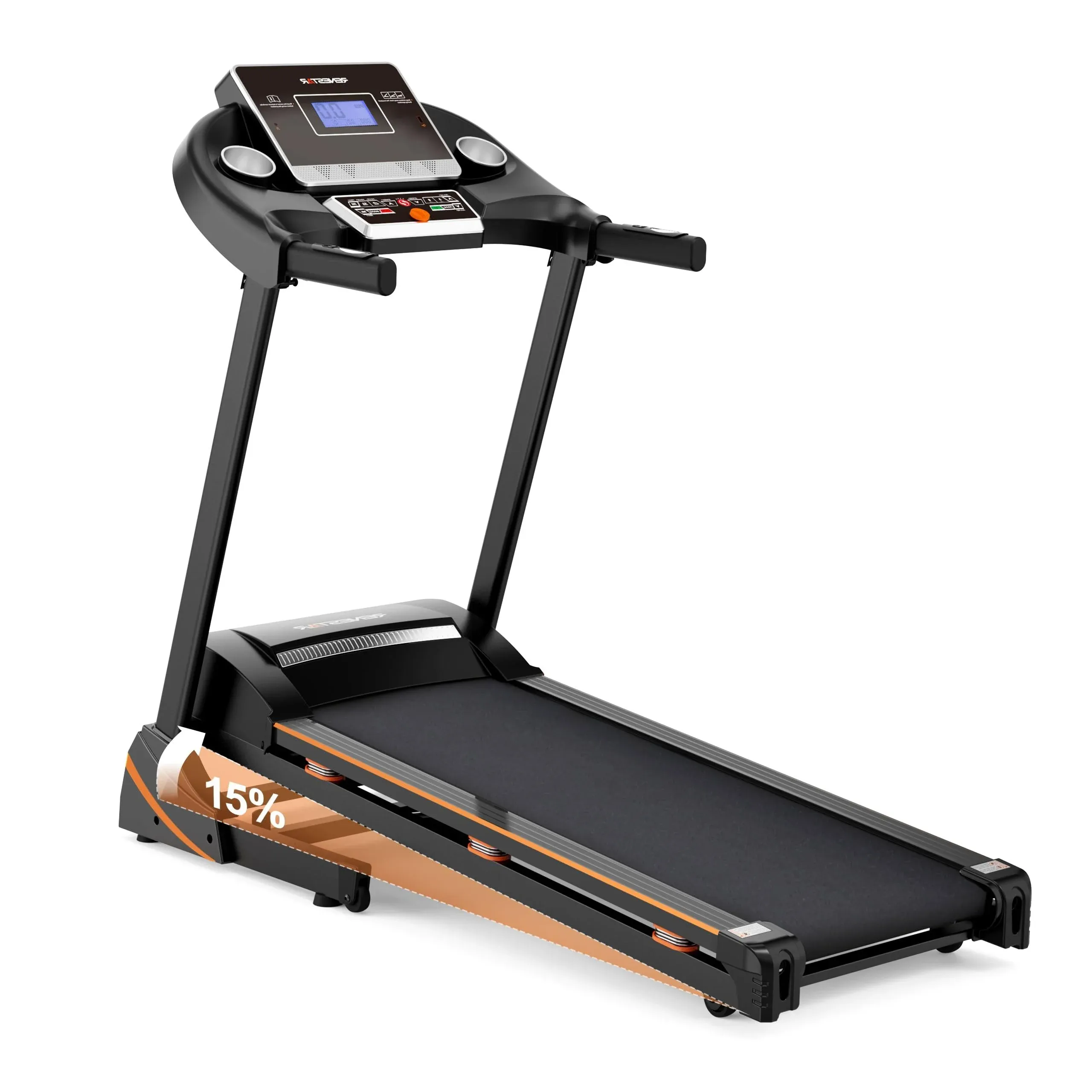 RENESTAR Treadmills for Home, Treadmill with 0-15% Auto Incline, 3HP Folding Treadmills for Running Walking with 280lbs Weight Capacity, Incline