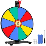 Pionites 12 inch 10 Slots Prize Wheel Tabletop or Wall Mount Fortune Spin with Dry Erase Marker and Eraser for Engaging Home Parties, Trade Show,