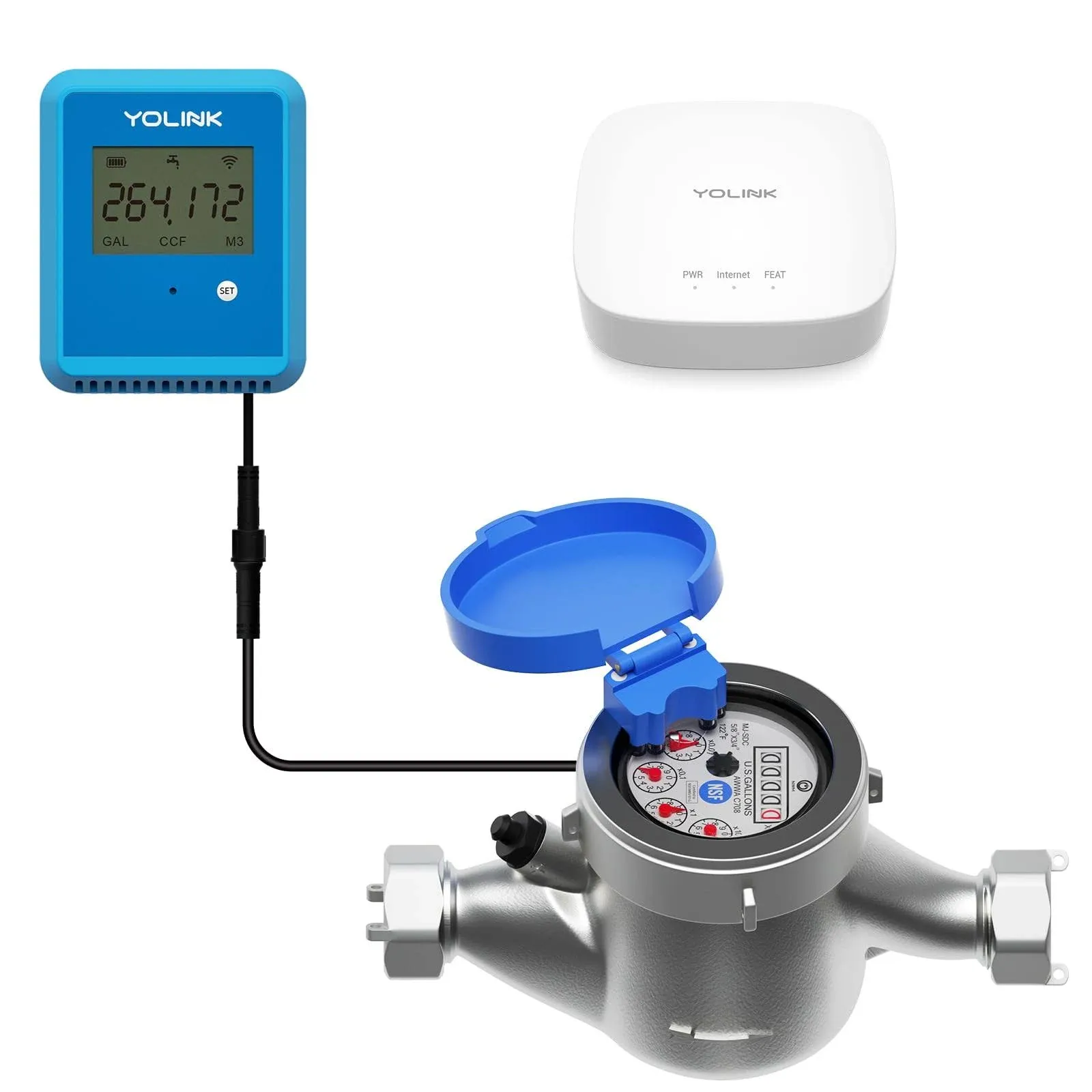 YoLink FlowSmart NSF Water Meter Smart Water Usage Monitor and Water Leak Detection 1 inch Advanced Smart Home Water Meter Hu