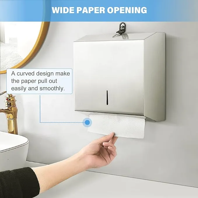 Paper Towel Dispenser Wall Mount Commercial, C Fold Multifold Hand Paper Towel Dispenser, Stainless Steel Tissue Holder