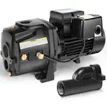 Acquaer 1HP Shallow/Deep Well Jet Pump, Cast Iron Convertible Pump with Ejector Kit, Well Depth Up to 25ft or 90ft, 115V/230V Dual Voltage, Automatic CJE100-1