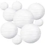 10Pcs White Paper Lanterns Decorative Chinese/Japane<wbr/>se 4、6、8、10、12 Inch Whtie