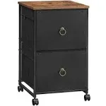 HOOBRO 2-Drawer Mobile File Cabinet, Vertical Filing Cabinet, Office Cabinet, Filing Cabinet for Home Office, Rolling Printer Stand, A4/Letter-Sized, Nonwovens Drawer, Black and Rustic Brown BFK20WJ01