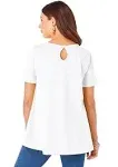 Roaman's Women's Plus Size Short-Sleeve V-Neck Ultimate Tunic - 6X, White