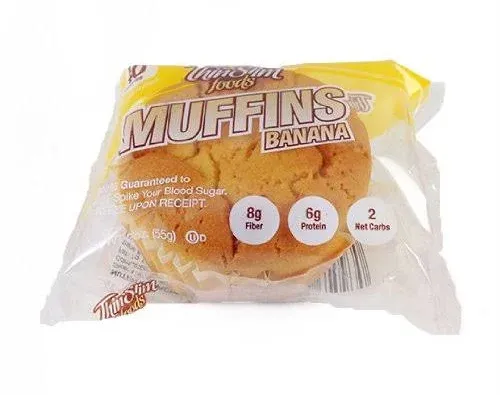 ThinSlim Foods 40 Calorie Low Carb Banana Muffins - Keto-Friendly 4 Pack