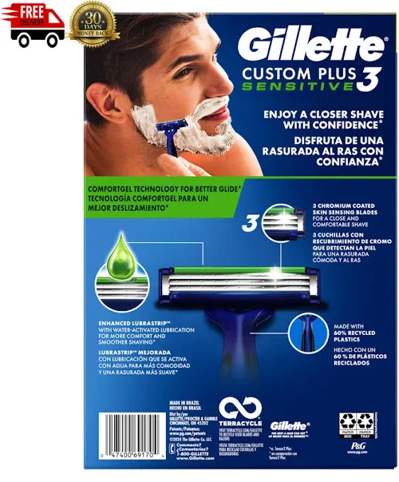 Gillette Custom Plus3 Disposable Razors Sensitive