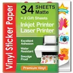 AgoDeo Premium Printable Vinyl Sticker Paper for Inkjet & Laser Printer