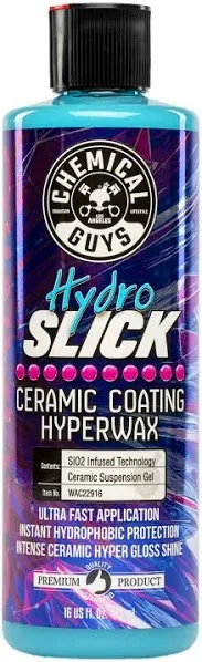 Chemical Guys HydroSlick Intense Gloss Sio2 Ceramic Coating Hyperwax (16 fl oz) and HydroSuds Ceramic SiO2 Shine High Foaming Car Wash Soap (16 fl oz, Berry Scent)