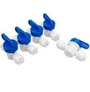 Inline Shut Off Ball Valve 3/8 inch OD Tubing&Hose&Pipe Use Plastic Quick Connect Fittings for Water Purifier RODI System (Pack of 5)