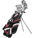 Precise S7 Tall Men’s (6'1" to 6'4") Right Handed Complete Golf Club Set, Include 460cc Driver, 3 Wood, 5 Wood, 24* Hybrid, 5-9 PW Irons, Sand Wedge, Putter, Deluxe Stand Bag & 4 Headcovers, Black/Red