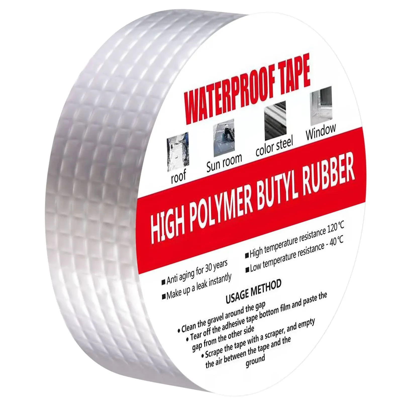 Outdoor Waterproof Butyl Tape, All-Round Sealing Tape Leak Repair Tape, Alumi...