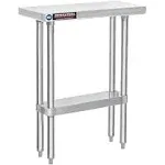 DuraSteel Food Prep Stainless Steel Table - DuraSteel 30 x 12 Inch Commercial Metal Workbench with w/Die Cast Corner Brackets - NSF Certified - For Restaurant, Warehouse, Home, Kitchen, Garage