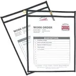 C-Line 46912 Shop Ticket Holders, Stitched, Both Sides Clear, 75-Inch , 9 x 12,