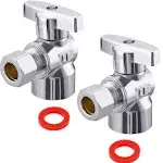 Minimprover 2 Pack Brass Chrome Plated 1/2" FIP Female Thread x 3/8 inch OD Compression Quarter Turn Water Angle Stop Valve Shut Off