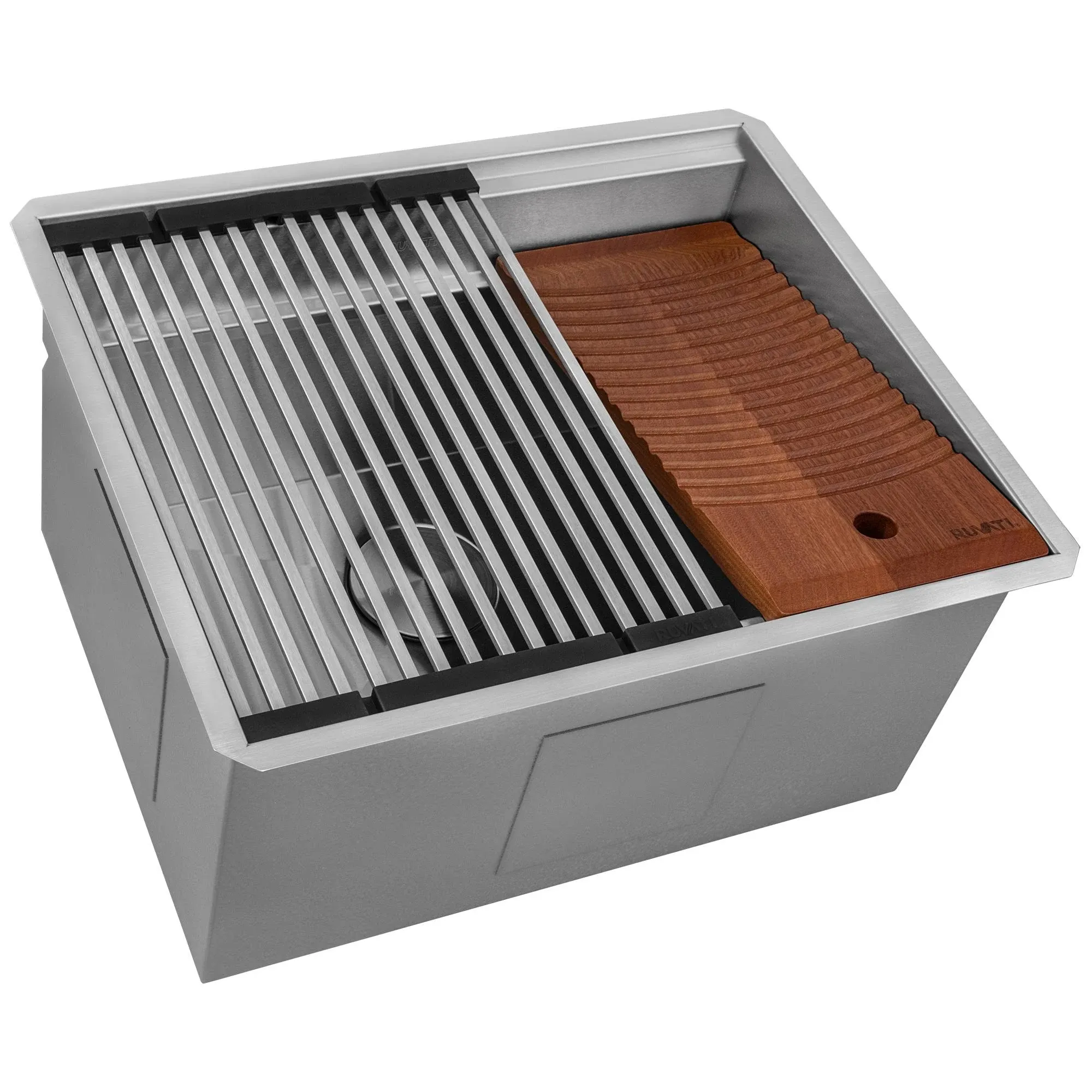 Ruvati Utility Sink 12&#034;Hx23&#034;Wx19&#034;D Stainless Steel+Washboar<wbr/>d+Sink Strainer 16Ga.