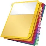 Plastic 2 Pocket Binder Dividers, 8 Tab 1/8 Cut, Multicolor Large Tab Set, In...