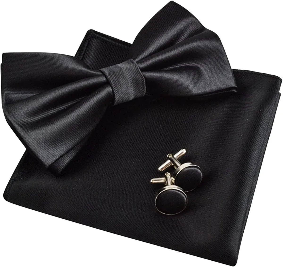 Alizeal Mens Tuxedo Bow Tie, Hanky and Cufflinks Set