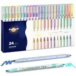 EooUooIP Highlighters,24 Pack Pastel Highlighters Pen for Bible,journaling Highlighters Assorted Colors Dual Tip Highlighters Big Back Bulk No Bleed F