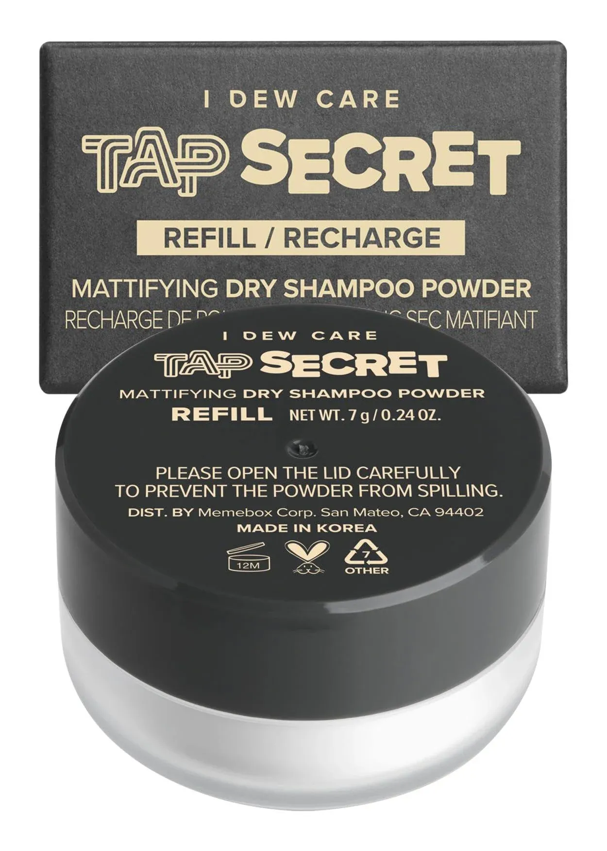 I Dew Care Dry Shampoo Powder Refill - Tap Secret Refill | with Black Ginseng, Non-Aerosol, Benzene-free, Mattifying Root Boost, No White Cast, Travel