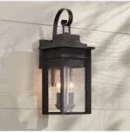 Franklin Iron Works Bransford Traditional Outdoor Wall Light Fixture Lantern Black Specked Gray 17