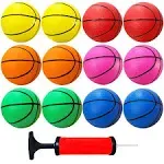 Dshengoo 12 Pcs 5 inch Mini Basketballs,Colorful Rubber InflatableBasketball,Pool Kick Balls Toy with Inflation Pump for Indoor Mini Basketball Hoop