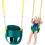 Original High Back Full Bucket Toddler Swing Seat with Plastic Coated Chains for Safety and Carabiners for Easy Install - Green - Squirrel Products