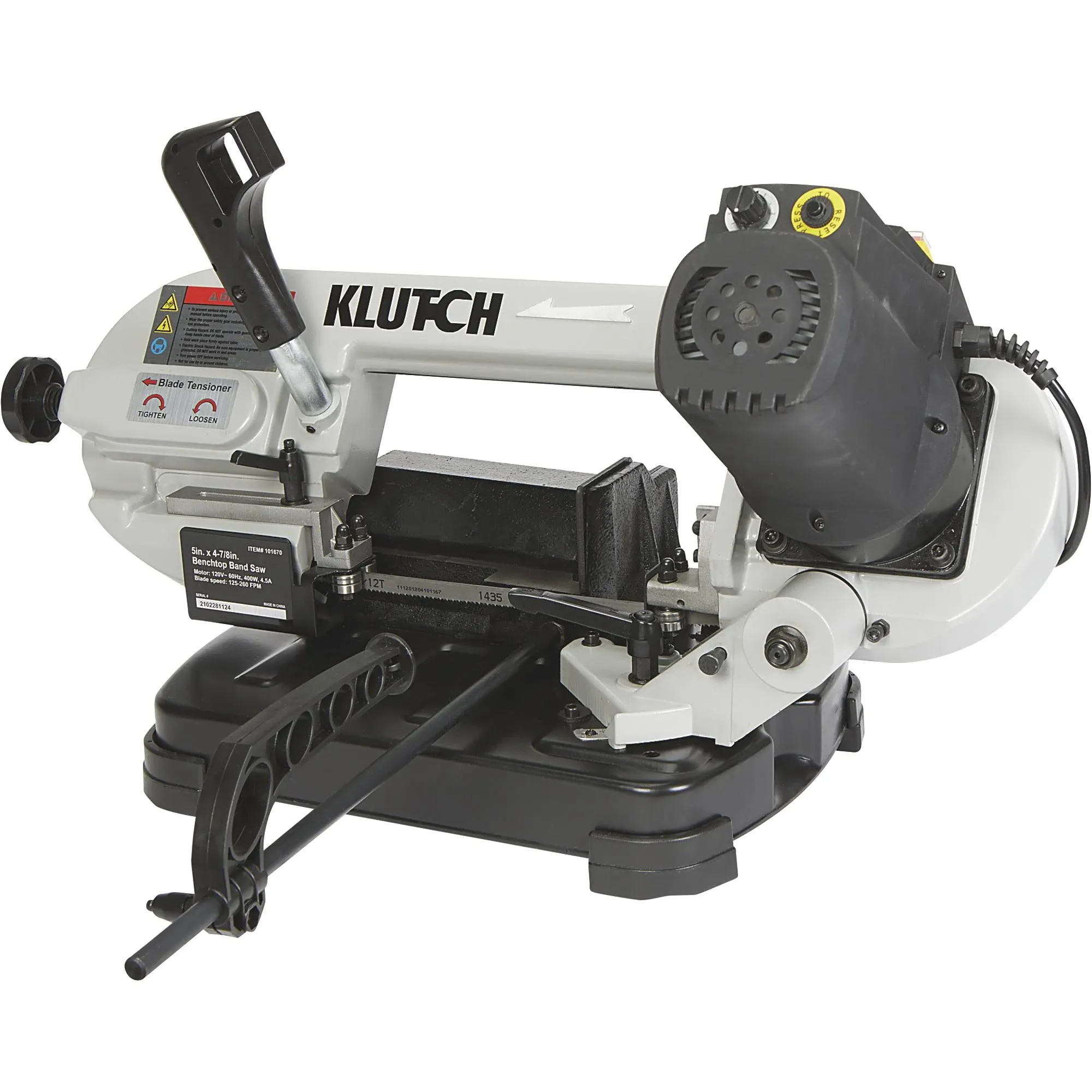 Klutch Benchtop Metal Cutting Band Saw - 5in. x 4 7/8in., 400 Watts, 110–1