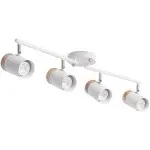 TeHenoo Adjustable Track Lighting Kit, 4-Lights Ceiling Light GU10 Bulb With Metal And Wood Shade For Living Room, Kitchen, Utility Room