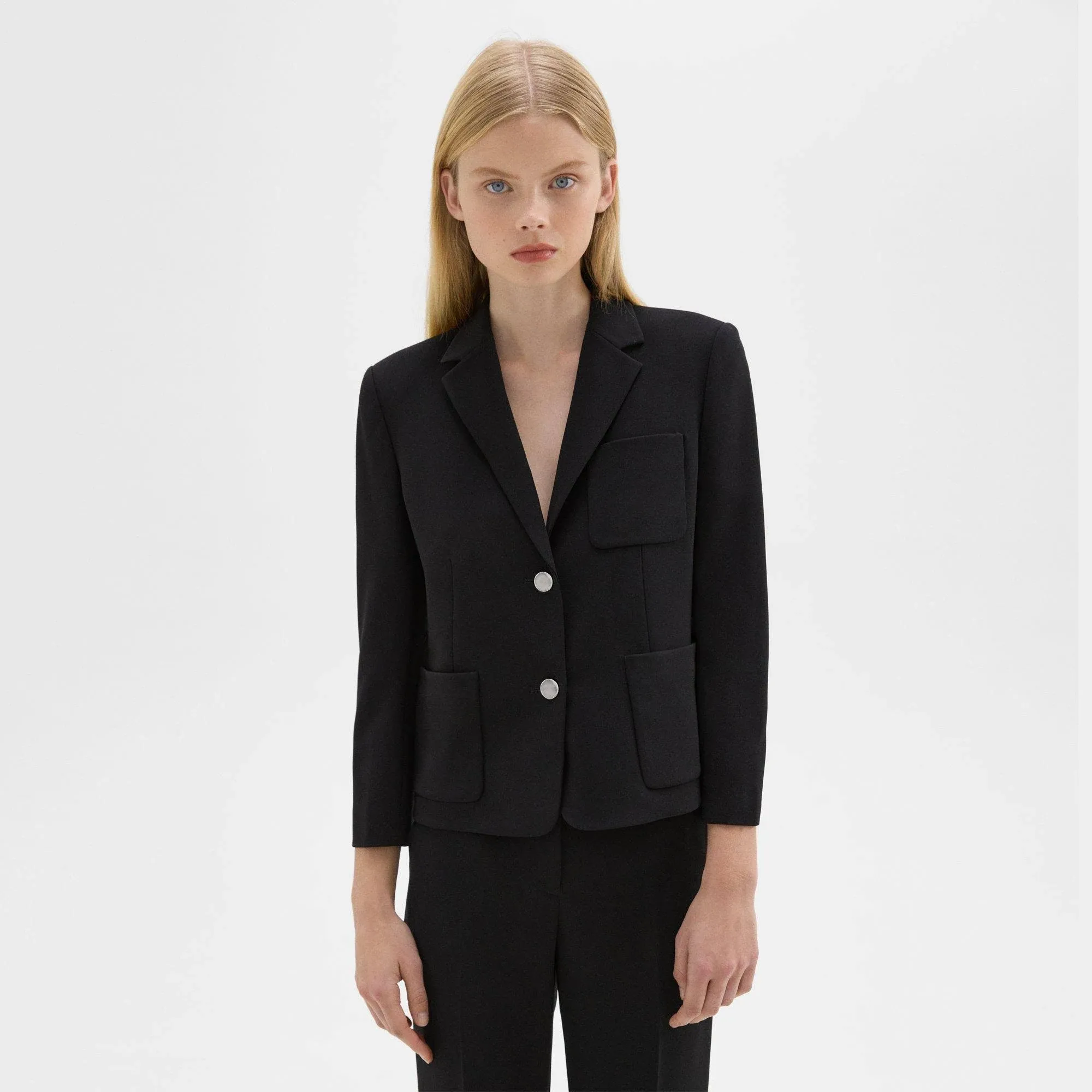 Theory Shrunken Patch Pocket Blazer, 8 / Black