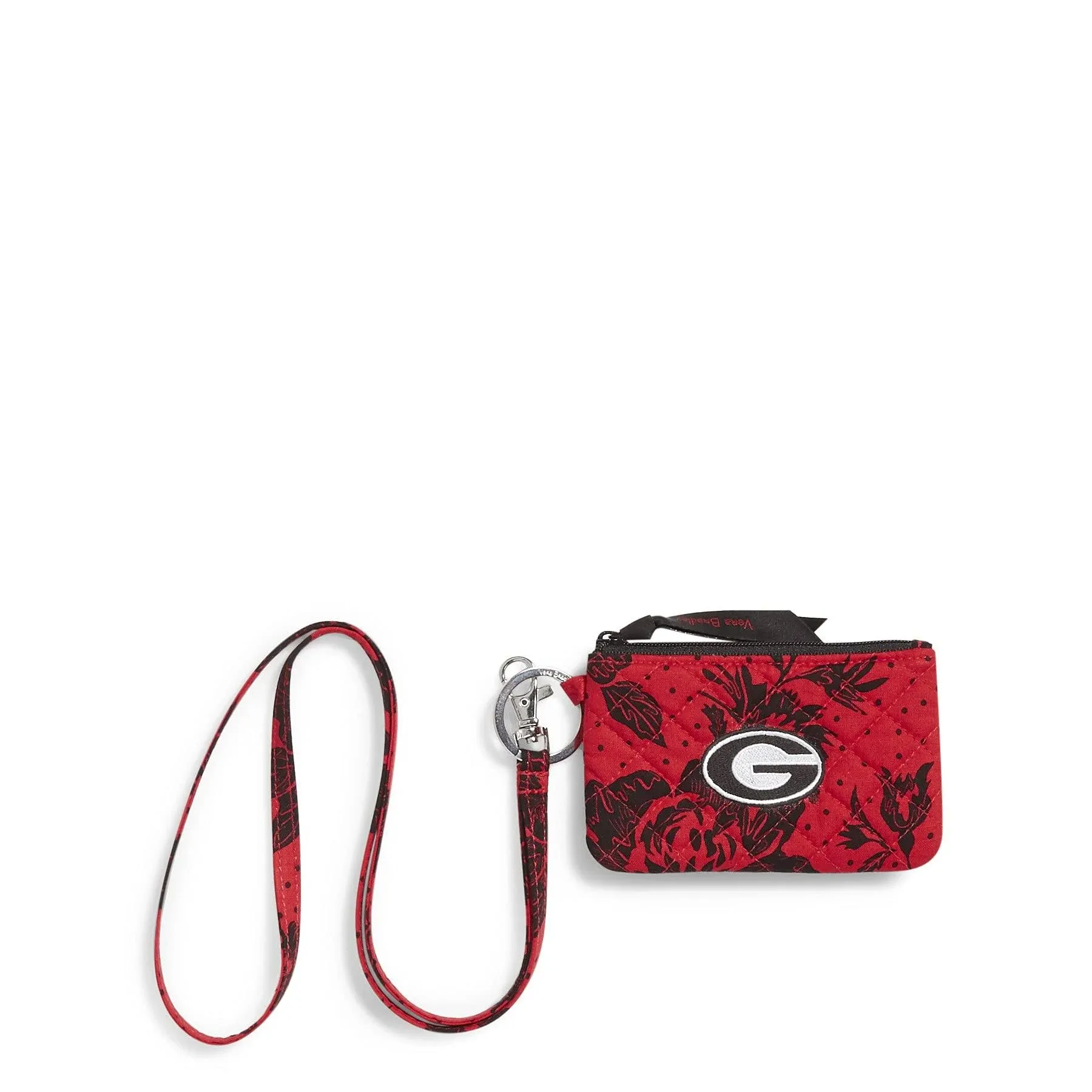 Vera Bradley Red/Black Rain Garden University Of Georgia Cotton Zip ID Lanyard