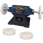 POWERTEC Bench Buffer 1/2 HP Induction Motor + 2 Extra Spiral Sewn Buffing Wheel